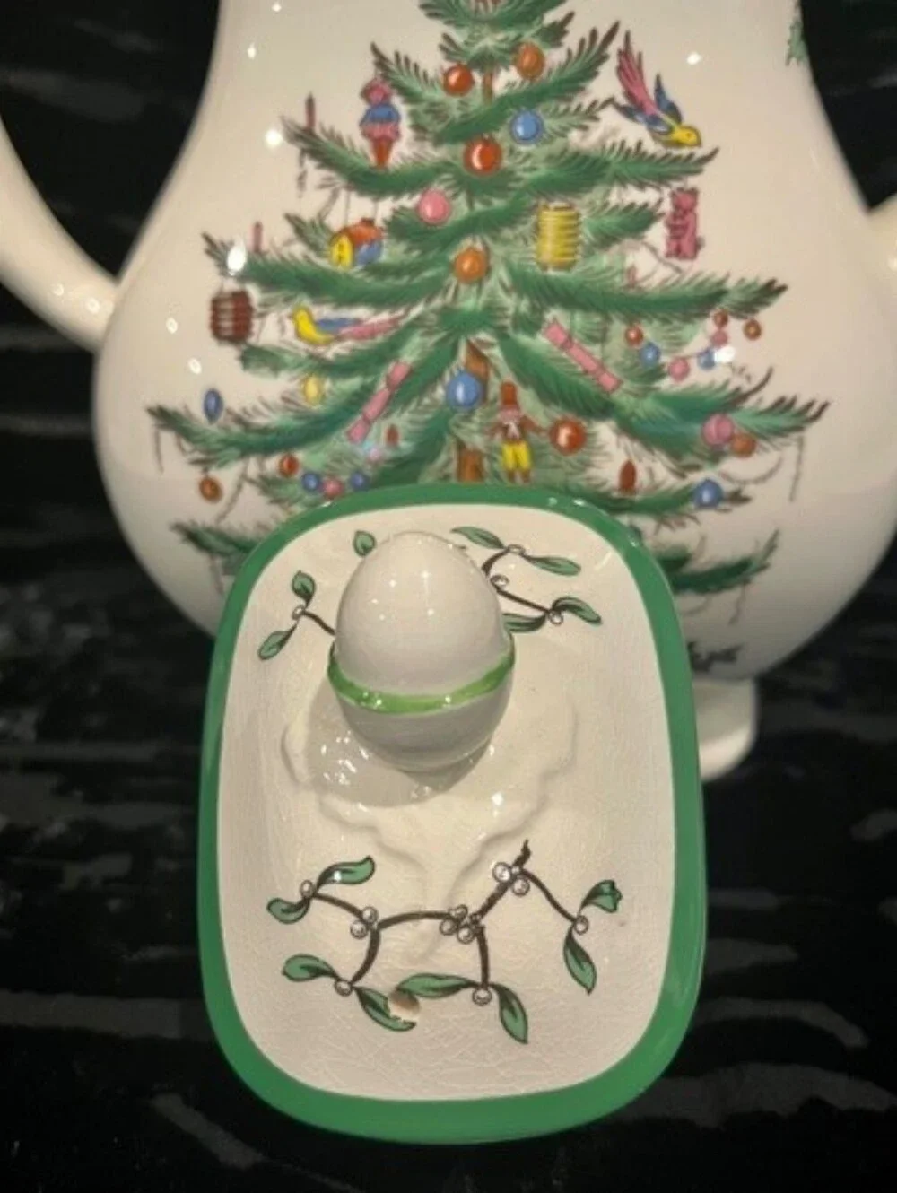Vintage Pre-1976 Spode Christmas Tree Imperialware Coffee Pot with Acorn Lid